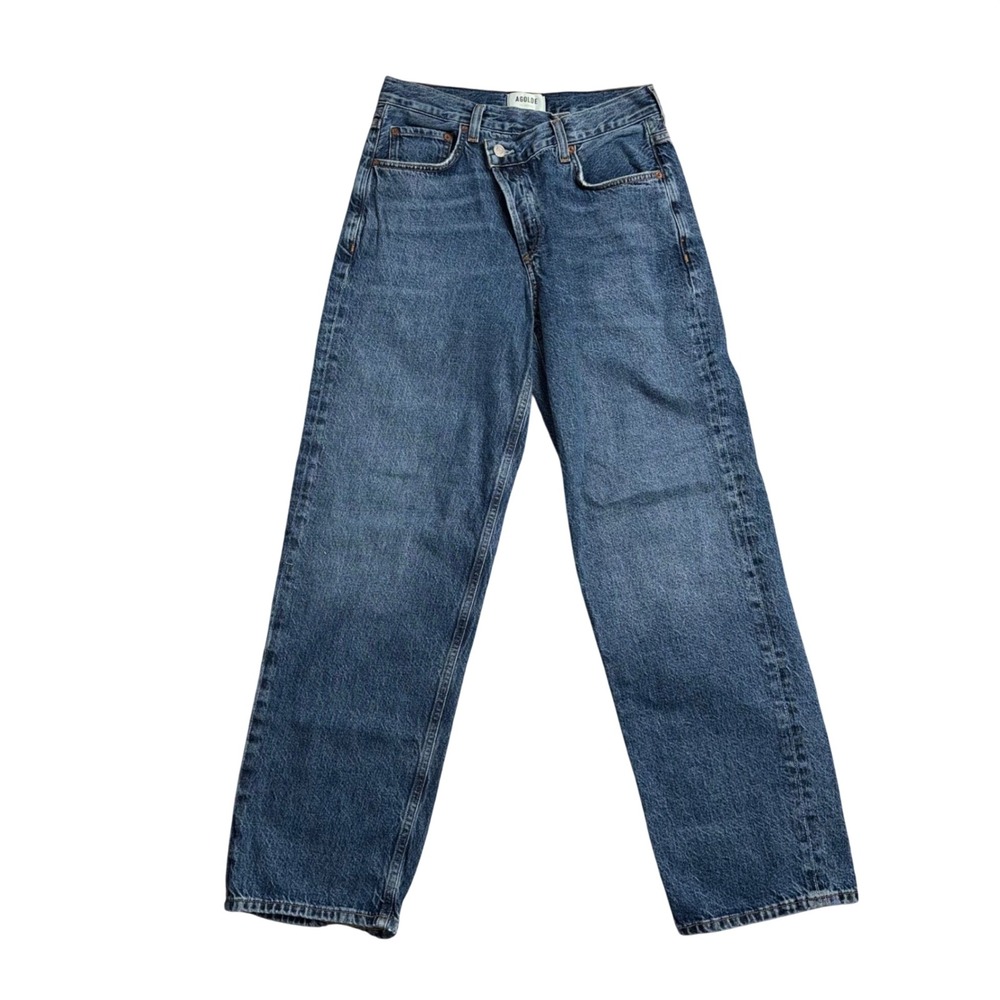 AGOLDE Criss Cross Jean Women 26 Blue Excellent Asymmetric Straight Leg